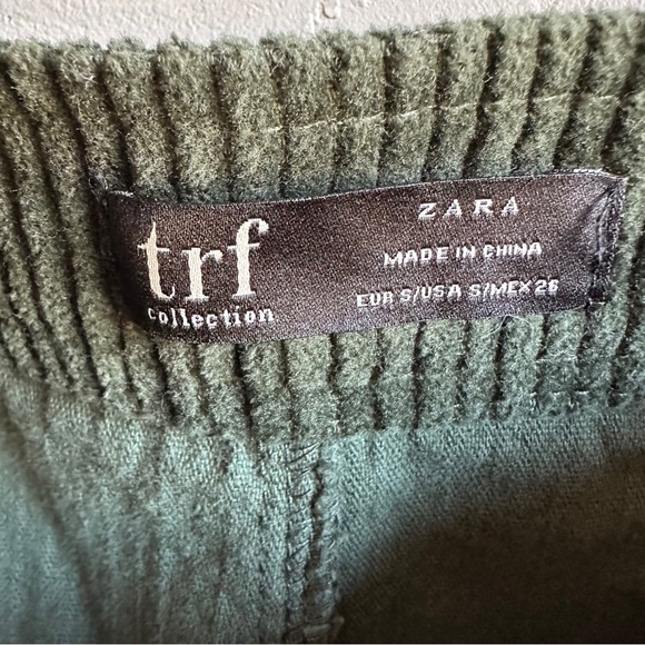 Zara Green Corduroy Button Front Mini Skirt Indie Dark Academia Cottagecore Sz S - Picture 11 of 11